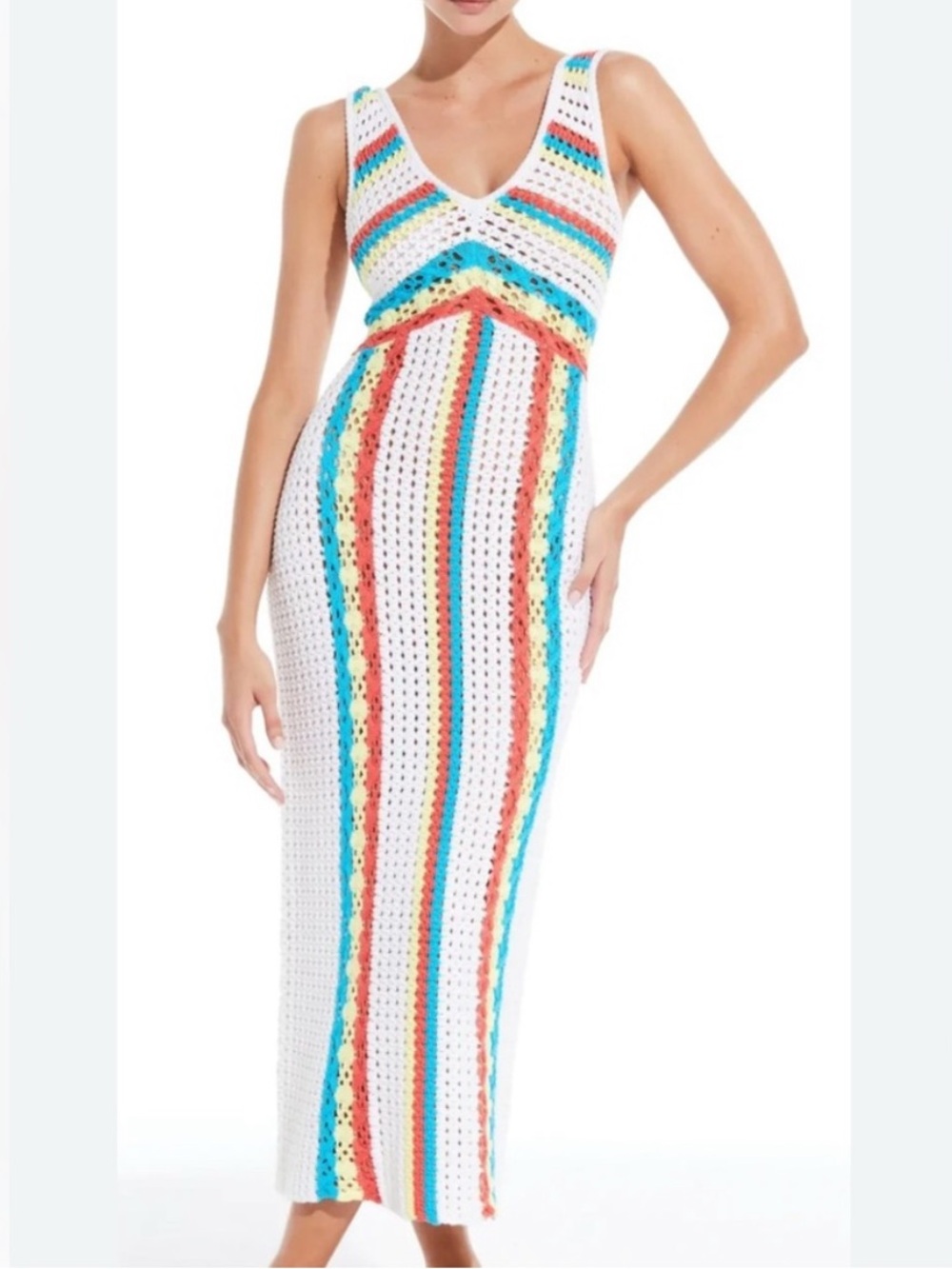 Solid and Striped Crochet Stripe Maxi Dress